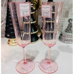 Cupcakes & Cashmere Pink Heart BPA Free Champagne Flutes Set of 2